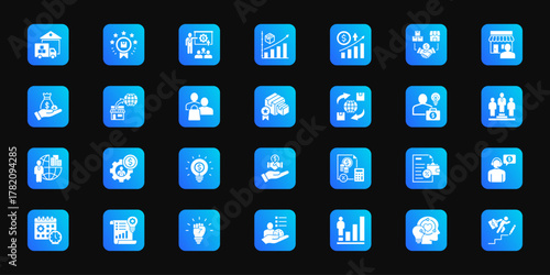 Human resources   Cohesive set of minimalist vector icons representing key ideas with visual clarity