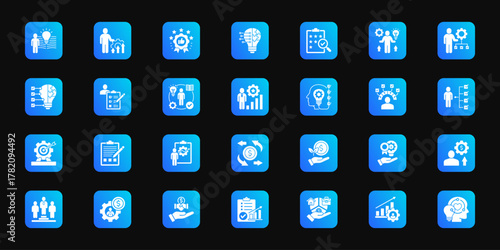 Talent and competency building   Cohesive set of minimalist vector icons representing key ideas with visual clarity