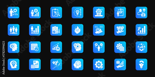 Soft skills and personal effectiveness   Cohesive set of minimalist vector icons representing key ideas with visual clarity
