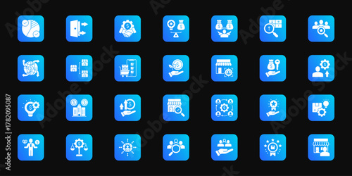 Entrepreneurship foundation Cohesive set of minimalist vector icons representing key ideas with visual clarity