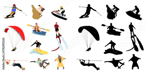 Action sports silhouettes inspire adventure and excitement