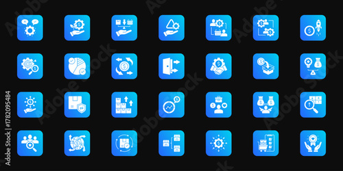 Financial insights stack   Cohesive set of minimalist vector icons representing key ideas with visual clarity