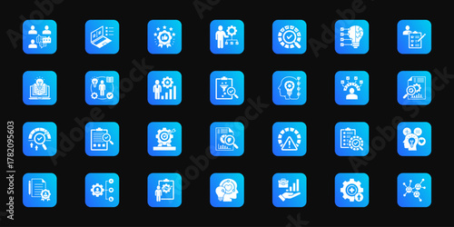 Human resource suite   Cohesive set of minimalist vector icons representing key ideas with visual clarity