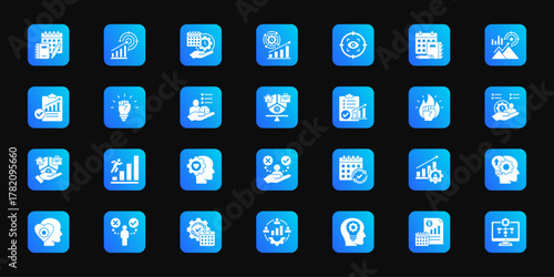 Productivity boost pack Cohesive set of minimalist vector icons representing key ideas with visual clarity