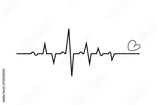 Heartbeat line, heart disease concept. Line graph of heart rate. Cardiac pulse. Heartbeat line vector illustration. Heart health, line, monitor.