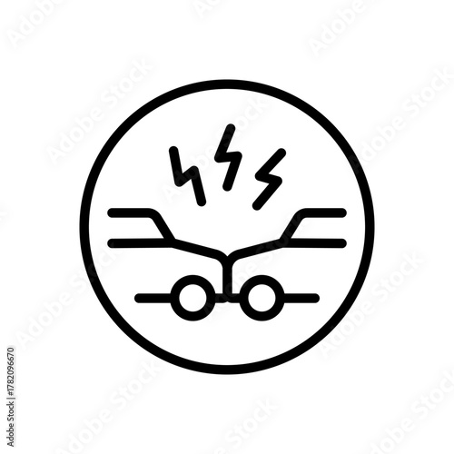 Car accident line icon. Two vehicles colliding outline icon. Symbol, logo vector illustration.