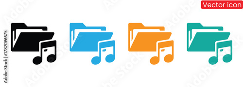 Organize your digital music library with these colorful folder icons,folder music files icons symbol sign vector design black white color simple illustration collection set