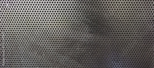 Black Metallic Honeycomb Perforated Grid Texture Background