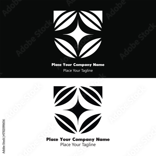 Bold geometric shield logo with sharp polygonal lines symbolizing security and trust. Ideal for tech, cybersecurity, and business branding.