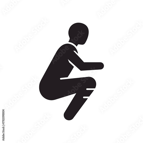 Adult person squatting silhouette vector for fitness exercise and gym workout on transparent background