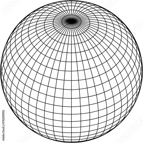 Round earth globe grid PNG. 3D sphere mesh planet line vector design