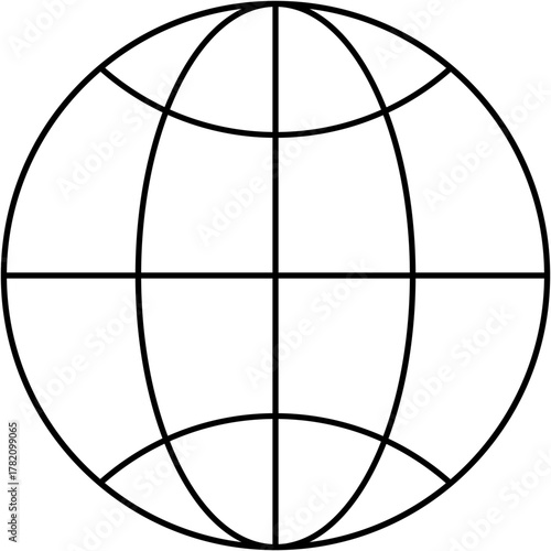 3D wireframe globe grid sphere isolated vector illustration design