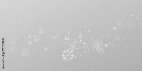 Beautiful Shining Snowfall PNG Isolated Winter Effect.