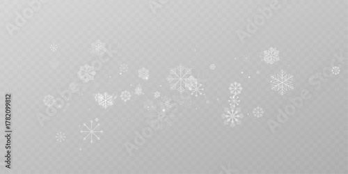 Falling Christmas Snow PNG Transparent Snowflake Background.