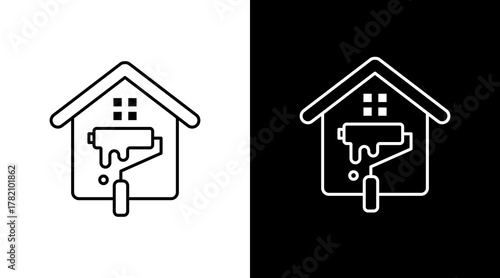 Residential Renovation White Icon Set Design