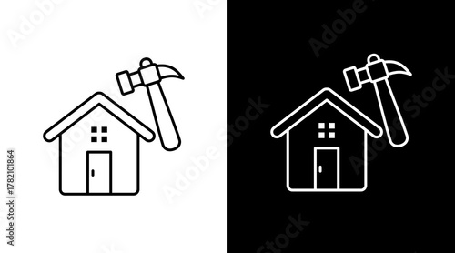 Home Maintenance White Icon Set Design