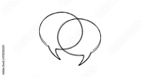 Two overlapping speech bubbles, symbolizing conversation, communication, or dialogue