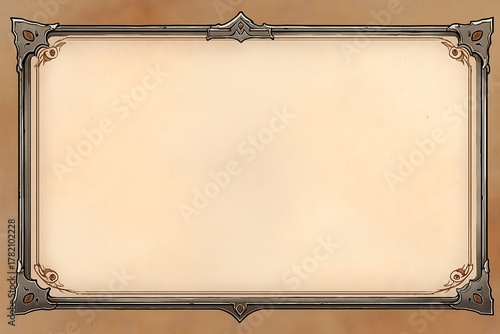 Vintage Decorative Frame with Ornate Corners and Neutral Background