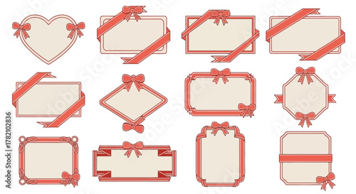 Collection of Decorative Frames Adorned with Delicate Bows for Various Occasions