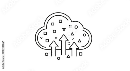 Cloud data upload line icon backup storage sign data transfer symbol linear quality graphic design