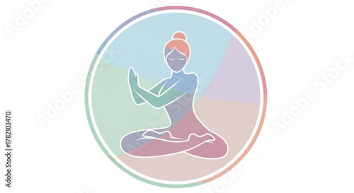 A gradient yoga pose illustration, representing mindfulness, wellness, and the practice of meditation