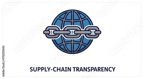 Supplychain transparency concept a chain link encircles a globe, symbolizing global connectivity and transparency in supply chains
