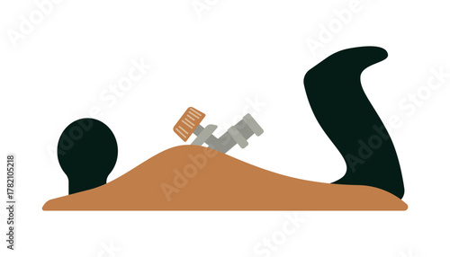 Minimalist Wood Plane Isolated Vector Illustration. The simple, sleek design features smooth lines and muted colors, capturing the essence of this classic woodworking tool in a modern style.