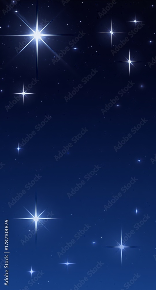 Obraz premium Sparkling night sky filled with bright twinkling stars and celestial light effects against a deep blue gradient background