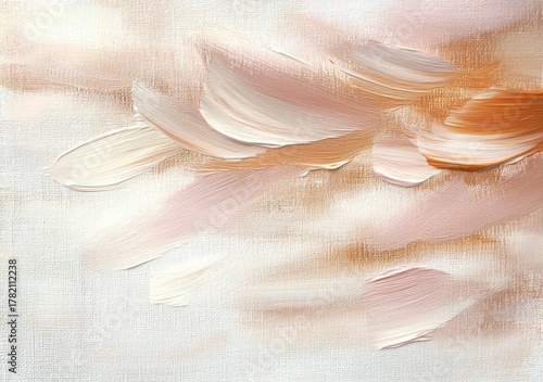 Wallpaper Mural Soft pastel brushstrokes of white, cream, peach, and light brown layered on textured canvas creating a gentle and calming abstract pattern Torontodigital.ca