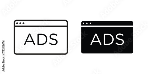 Ad icon for template. Icon vector graphic set