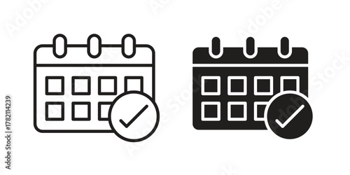 Calendar check icon for template. Icon vector graphic set