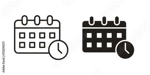 Calendar clock icon for template. Icon vector graphic set
