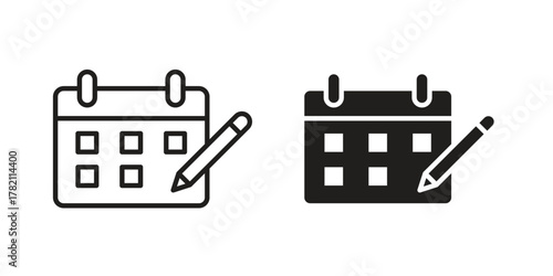 Calendar pen icon for template. Icon vector graphic set