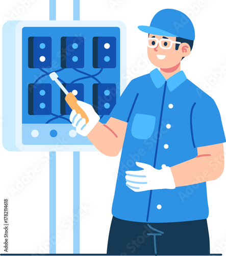 electrician technician character illustration