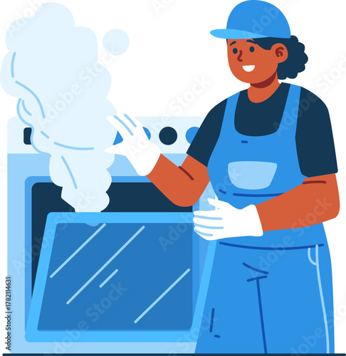 oven technician character illustration