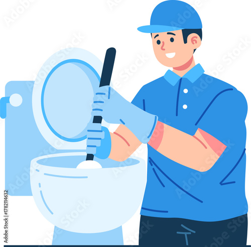 plumber technician character illustration