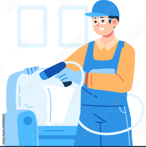 cleaning technician character illustration