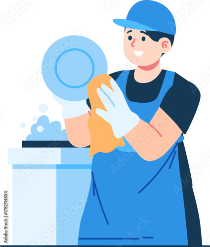 dishwasher technician character illustration