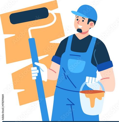 paint technician character illustration