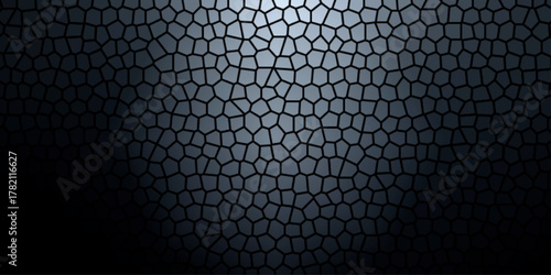 Seamless dark metallic mesh grid illustration with a blue binary code technology pattern texture backdrop