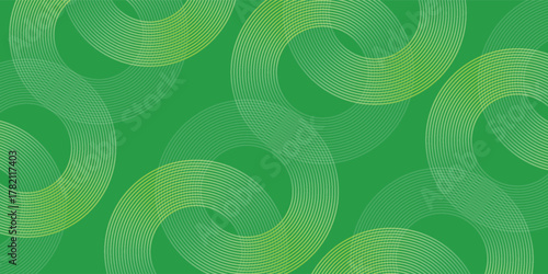 Abstract white glowing geometric lines on green background. Modern shiny yellow circle lines pattern. Futuristic technology concept. Vector illustration