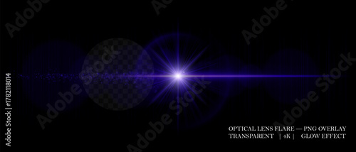 Bright optical lens flare with glowing particles, smooth reflections, and soft transparency. Perfect for overlays, highlights, and digital effects.