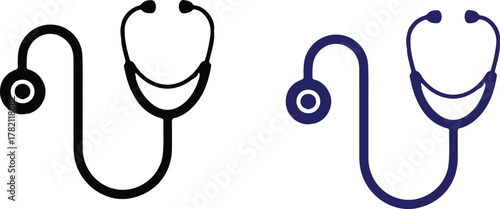 stethoscope bule black icons set medical vector illustration design logo