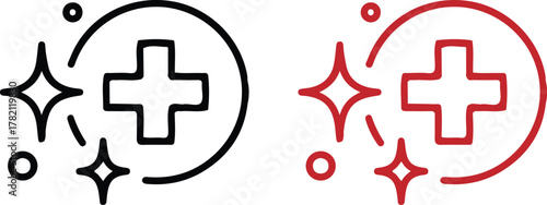 medical cross black red plus icon sign set vector illustration logo art