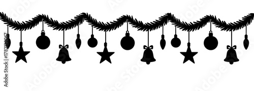 Christmas silhouette garland. hand drawing. Not AI, Vector illustrations