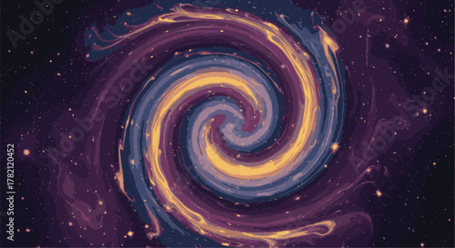 Abstract Galaxy Swirl Mesmerizing Cosmic Vortex in Deep Space with Dynamic Colors and Textures