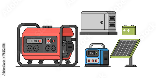 Portable power generator system with solar panel and battery