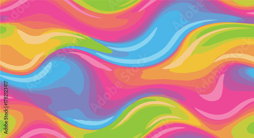 Vibrant and groovy abstract background with bright psychedelic waves and a colorful liquid marble effect, a seamless vector pattern 51.eps