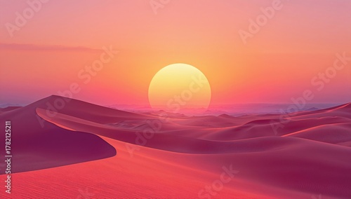Fototapeta Naklejka Na Ścianę i Meble -  Gradient desert scene featuring dunes under sunlight, erosion risk