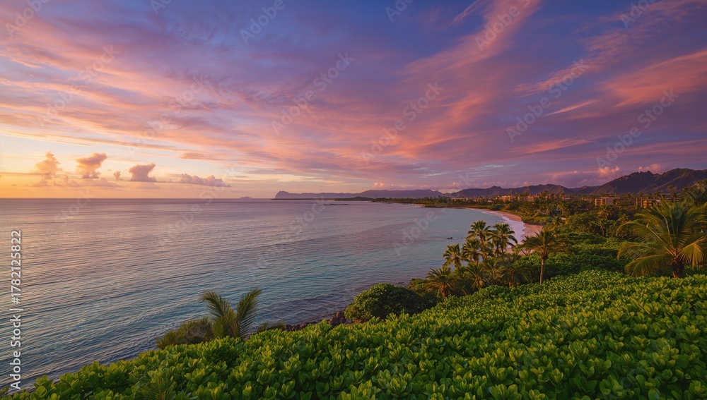 Obraz premium Stunning sunset view over the ocean, highlighting seasonal change
